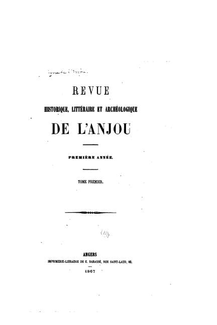 Revue de l'Anjou - Tome I (Paperback)