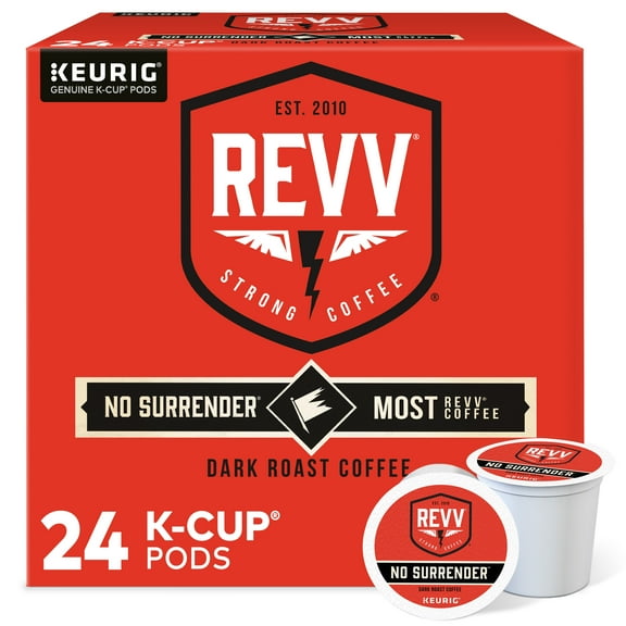 Revv, No Surrender Dark Roast K-Cup Coffee Pods, 24 Count