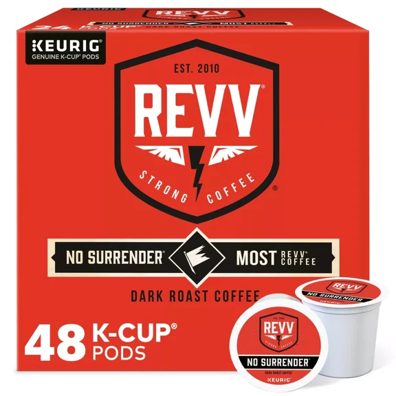 Revv No Surrender K Cup Pods Coffee, Dark Roast, 48 Count