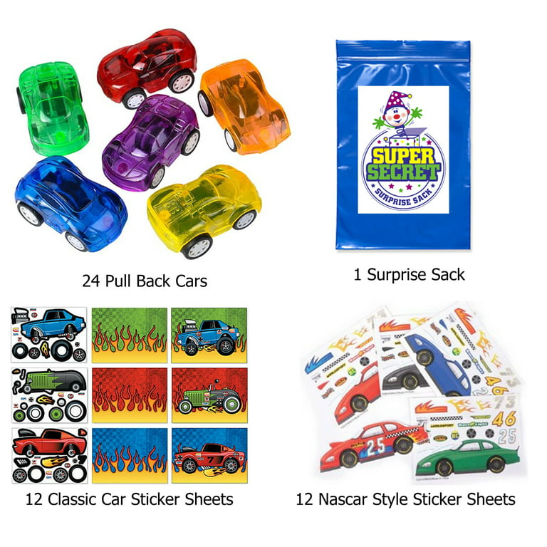 Revving Race Car Party Favor Pack for Kids Birthday Supplies, Pinata  Filler, & Boys Prizes or Stocking Stuffers.