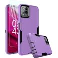 thumbnail image 1 of Revvl 6 Pro Case, Revvl 6X Pro Case, with Glass Screen Protector, Dust-Proof Port Cover, Full Body Rubber Protection Phone Case for T-Mobile Revvl 6/6x Pro 5G, Black/Purple, 1 of 16