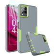 thumbnail image 1 of Revvl 6 Pro Case, Revvl 6X Pro Case, with Glass Screen Protector, Dust-Proof Port Cover, Full Body Rubber Protection Phone Case for T-Mobile Revvl 6/6x Pro 5G, Green/Grey, 1 of 16