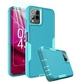 thumbnail image 1 of Revvl 6 Pro Case, Revvl 6X Pro Case, with Glass Screen Protector, Dust-Proof Port Cover, Full Body Rubber Protection Phone Case for T-Mobile Revvl 6/6x Pro 5G, Mint/Teal, 1 of 8