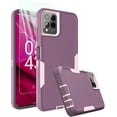 thumbnail image 1 of Revvl 6 Pro Case, Revvl 6X Pro Case, with Glass Screen Protector, Dust-Proof Port Cover, Full Body Rubber Protection Phone Case for T-Mobile Revvl 6/6x Pro 5G, Pink/Purple, 1 of 16