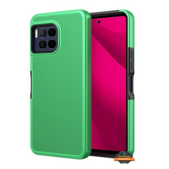 For Revvl 7 Pro 5G (T-Mobile) Dual Layer Slim & Tough Hybrid Shockproof Heavy Duty TPU Matte with Textured Rugged Shell Protection Phone Case Cover by Xpression - Green