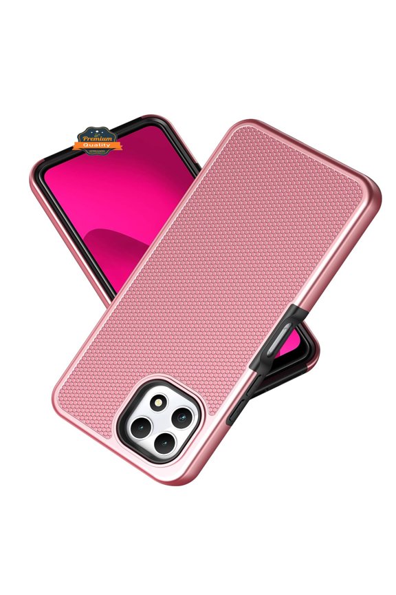 For Revvl 7 Pro 5G (T-Mobile) Dual Layer Slim & Tough Hybrid Shockproof Heavy Duty TPU Matte with Textured Rugged Shell Protection Phone Case Cover by Xpression - Rose Gold