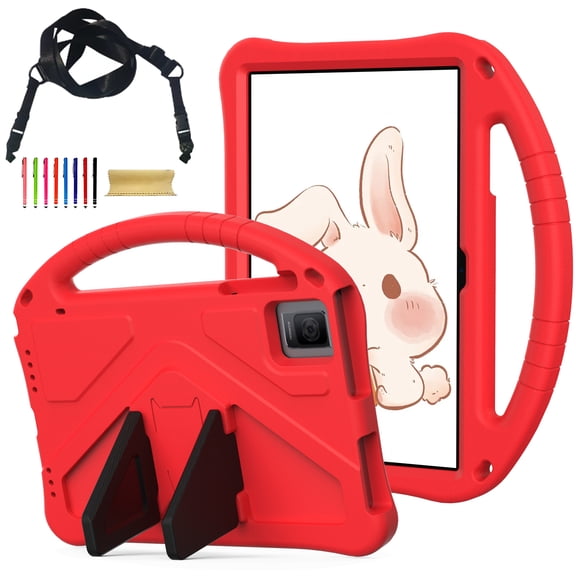 for Revvl Tab 2 Case 2025, Children Friendly EVA Lightweight Handle Stand Cover with Shoulder Strap Shockproof Case for T-Mobile Revvl Tab 2 10.1" 2025 Tablet, Red