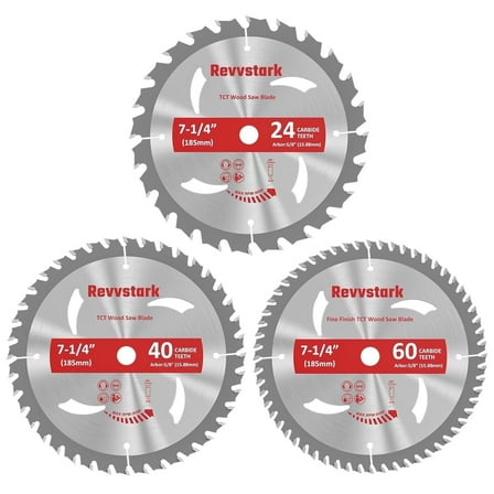 Revvstark 3 Pack Combo 7-1/4 Inch Circular Saw Blades 5/8 Inch