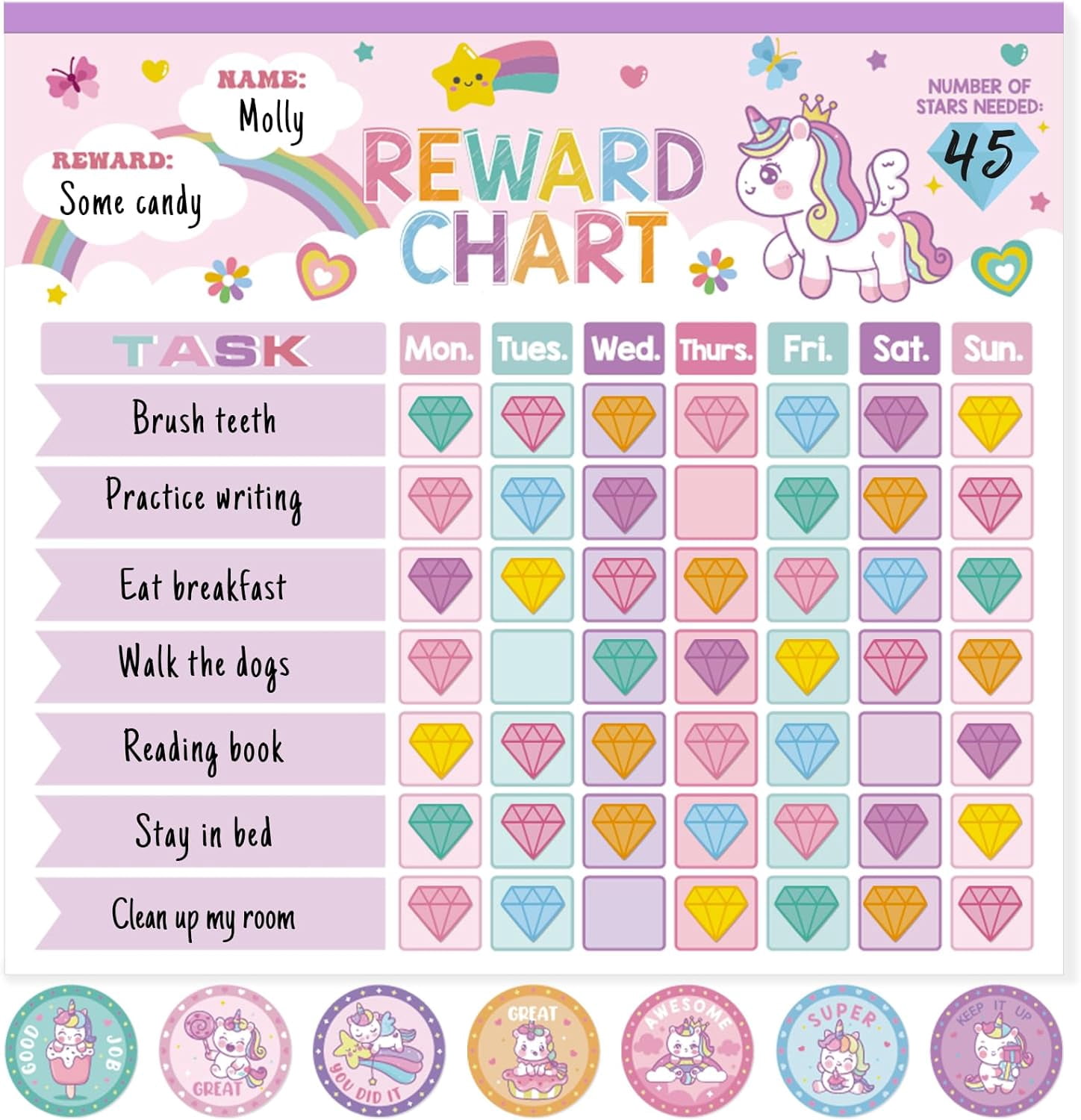 Reward Chart for Kids,Magnetic Behavior Chore Chart for Kids at Home,26 ...