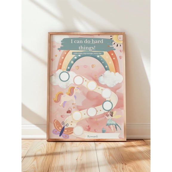 Reward Chart Positive Mindset Tracker I Can Do Hard Things Art Wall Art