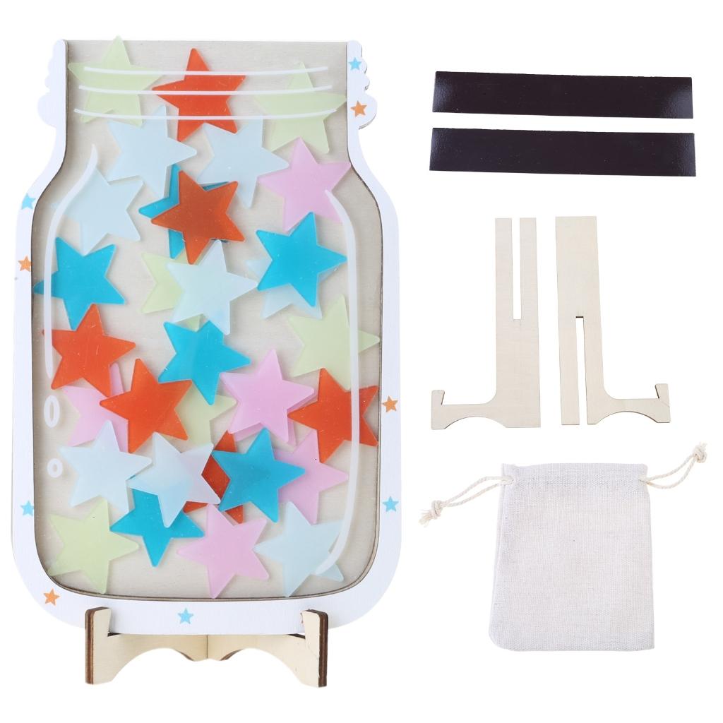 Reward Jar with 30 Star Tokens Reward Charts Wood Holder and Magnetic ...