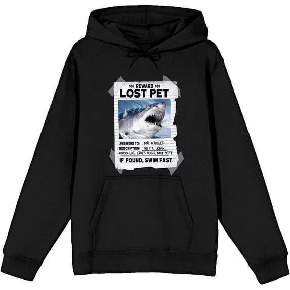 Reward Lost Pet Poster Adult Black Long Sleeve Hoodie-Medium
