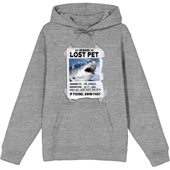 Reward Lost Pet Poster Adult Heather Gray Long Sleeve Hoodie-Small