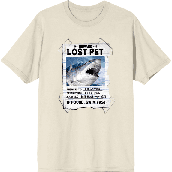 Reward Lost Pet Poster Adult Natural Crew Neck Short Sleeve Tee-3XL
