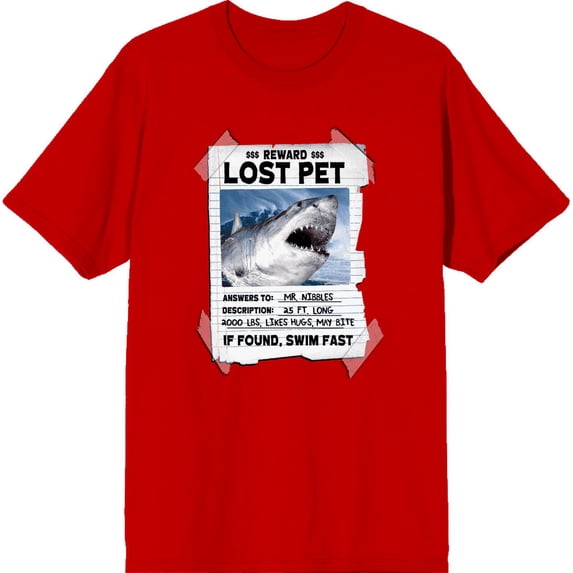 Reward Lost Pet Poster Adult Red Crew Neck Short Sleeve Tee-Medium