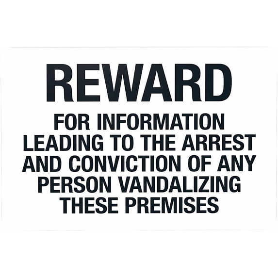 Reward for Information Leading to The Arrest and Conviction of Any Warning Sign - 8"x12" Prohibition Security Metal Decor, for Home Business Street