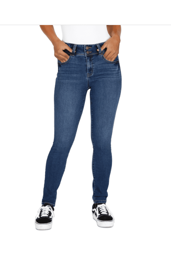 Juniors' Mid-Rise Booty-Shaping Skinny Jeans - Indigo Vintage