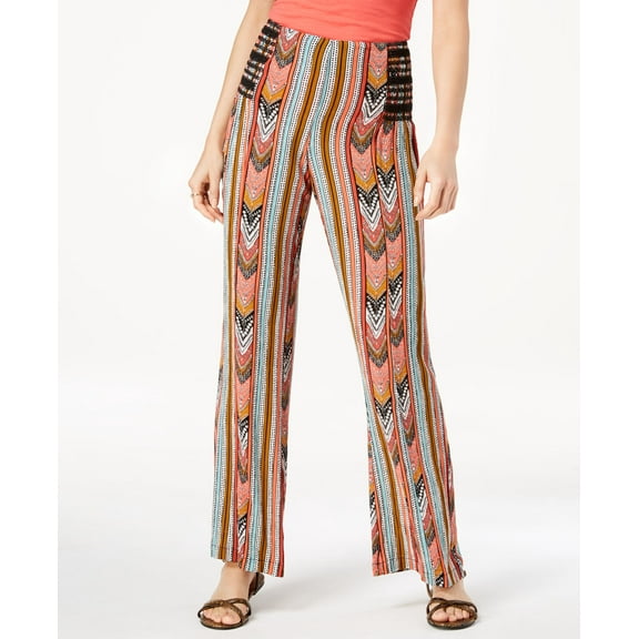 Rewash Juniors Printed Smocked Waist Pants Amber Geo XL