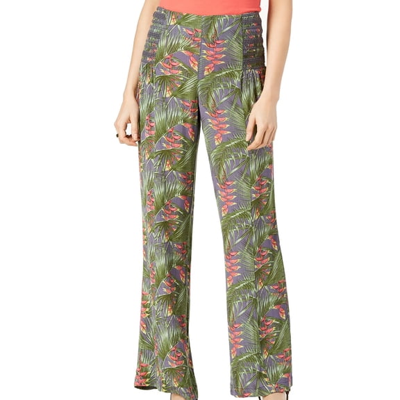 Rewash Juniors Printed Smocked Waist Pants Tropics L