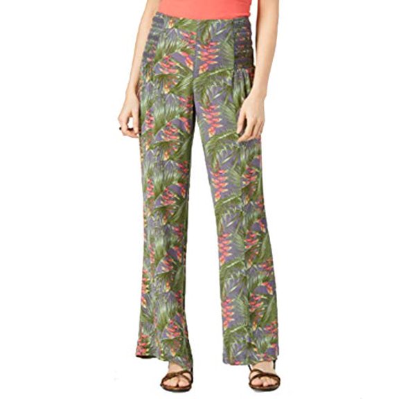 Rewash Juniors' Printed Smocked-Waist Pants (Tropics, S)