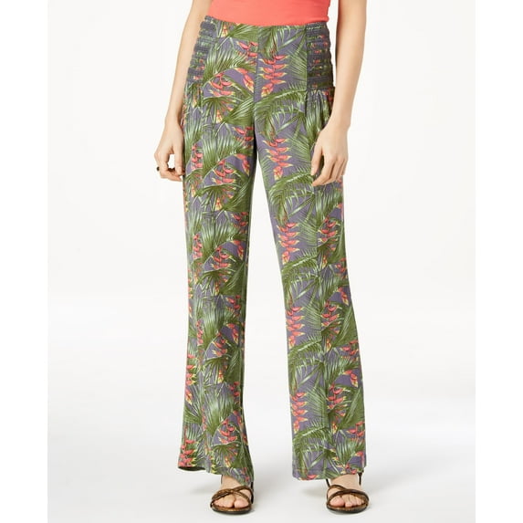 Rewash Juniors Printed Smocked Waist Pants Tropics XS