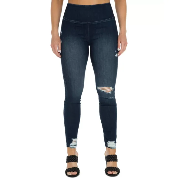 Rewash Juniors’ Real Curve Ripped Jeggings, Blue, 5