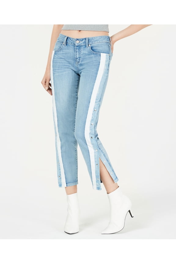 Juniors Striped Snap Side Jeans Blue 3