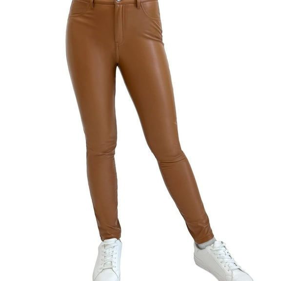 Rewash Womens High Rise Faux Leather Casual Leggings, Brown, Juniors, 5