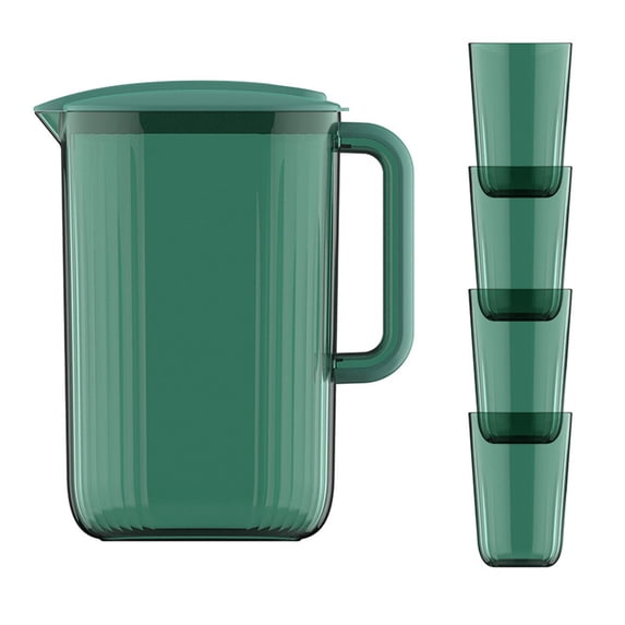 Rewenti 2L/67.6oz Plastic Water Pitcher Cup Set Iced Tea Pitcher Lemonade Pitcher Hot Cold Water Pitcher Drinking Nesting Cups Juice Containers for Fridge Kitchen