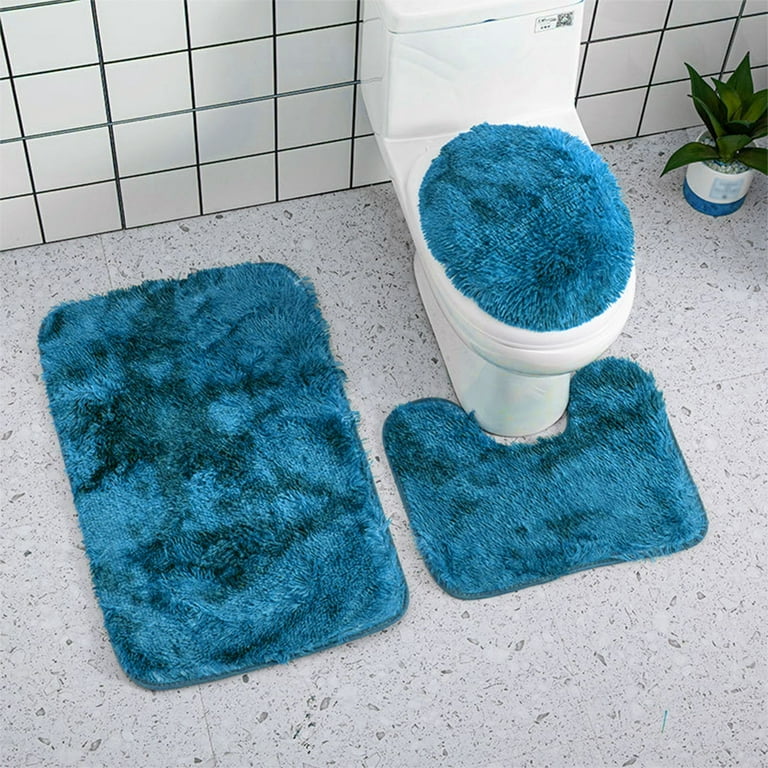 3pcs/set Simple Style Solid Color Toilet Wash Shower Bathmat