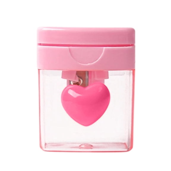Rewenti 4-Color Heart-Shaped Pencil Sharpener - Rotating Single-Hole Sharpener for Elementary , Transparent Tape Covered Pencil Sharpener, Karon Color Pencil Knife