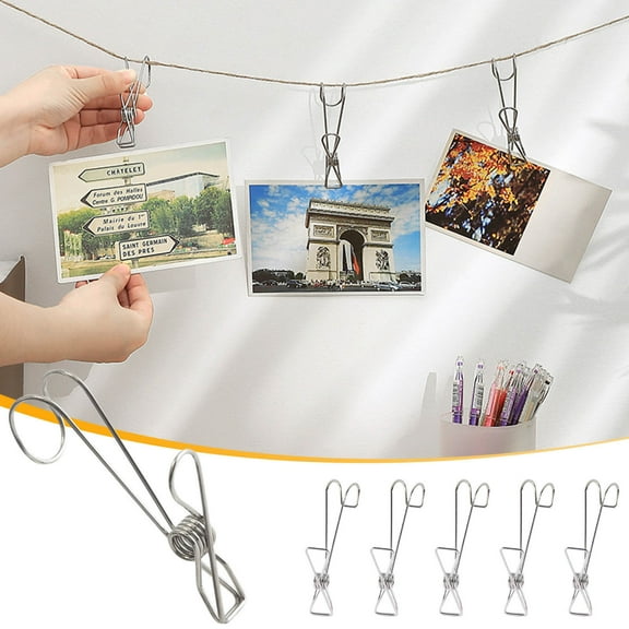 Rewenti 5pcs Stainless Steel Clip Hooks - for Household Small Items, Underwear/Socks Drying Clips & Windproof Quilt Clips, Seamless Clothesline Hooks
