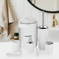 thumbnail image 1 of Rewenti 6 Piece Bathroom Accessory Set with Soap Dispenser Pump Toothbrush Holder Toilet Brush Trash Can Tumbler and Soap Dish, 1 of 5