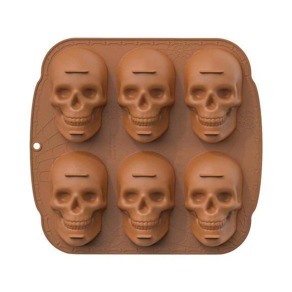 Rewenti 6-Piece Silicone Skull Cake Mold, Non-Stick, 6 Count