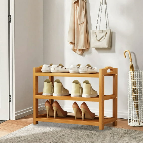 Rewenti Bamboo Shoe Rack Home Floor Concise Shoe Rack Multi-Layer Shelf Dormitory Space Saving Storage Small Shoe Cabinet