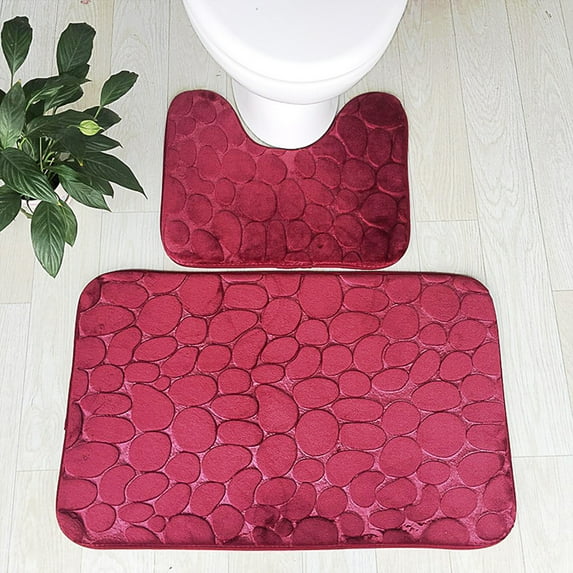Kojanyu Bath Rugs for Bathroom Sets 2 PCS with Toilet Rugs U Shaped Enlarge Thicken Bath Mat Set with PVC Non Slip Rubber Backing Microfiber Shag Rug for Bathroom Home Decor Essentials Discount Sales