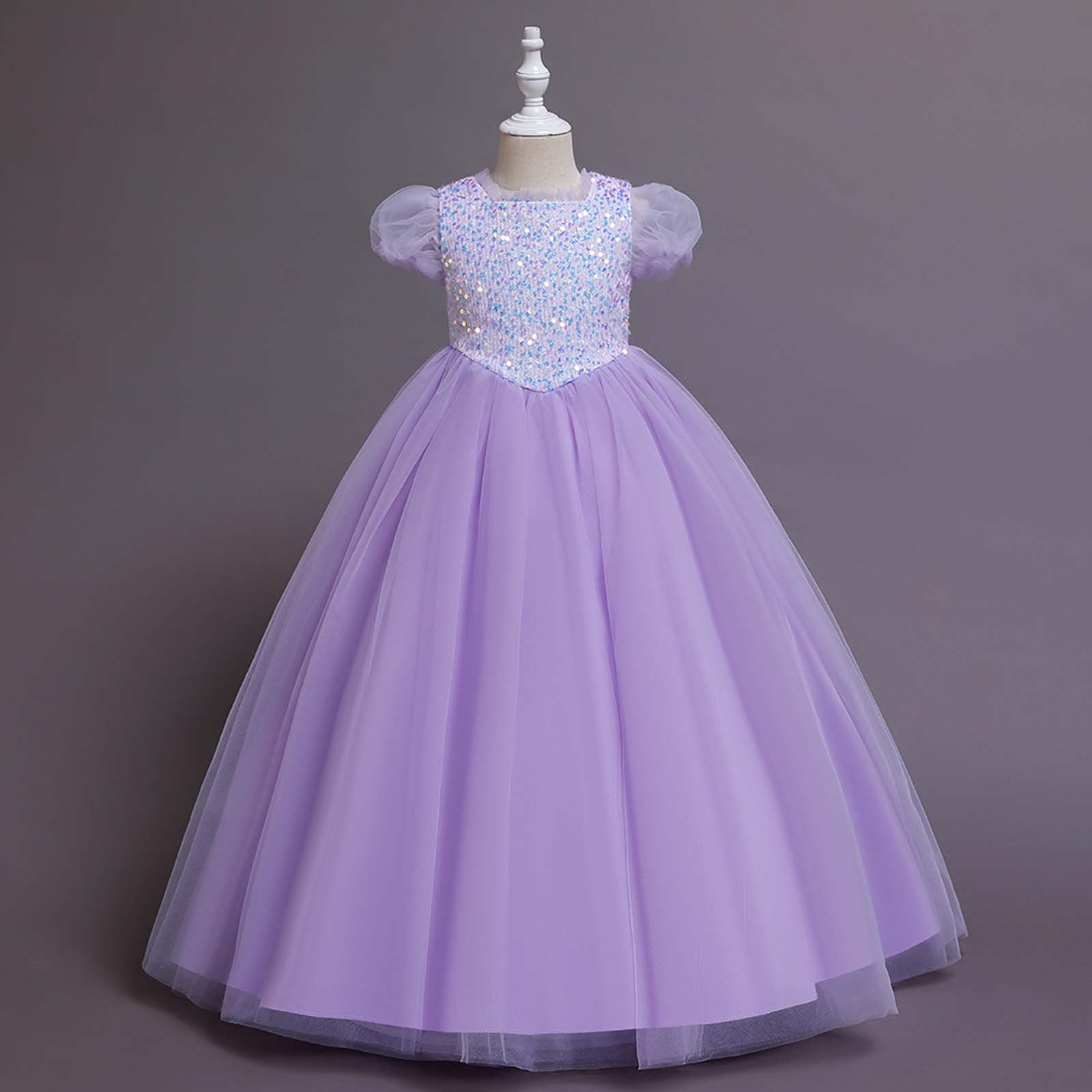 YWDJ 3-8Years Girls Dresses Solid Color Pearl Net Yarn Bowknot Birthday  Party Flowers Gown Kids Dresses Blue 4-5 Years - Walmart.com