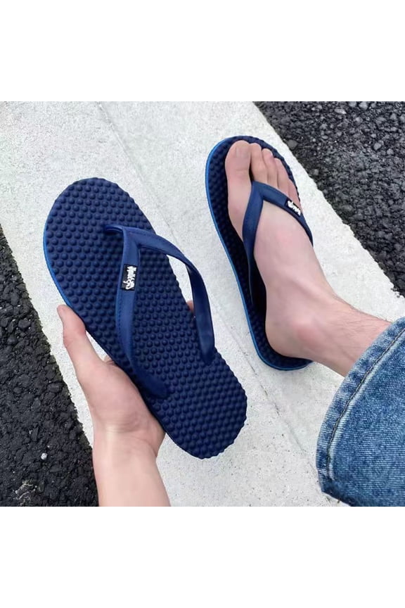 Couple's Massage Footbed Flip Flops – Lightweight EVA Non-Slip Beach Slides with Acupressure Sole for Men & Women