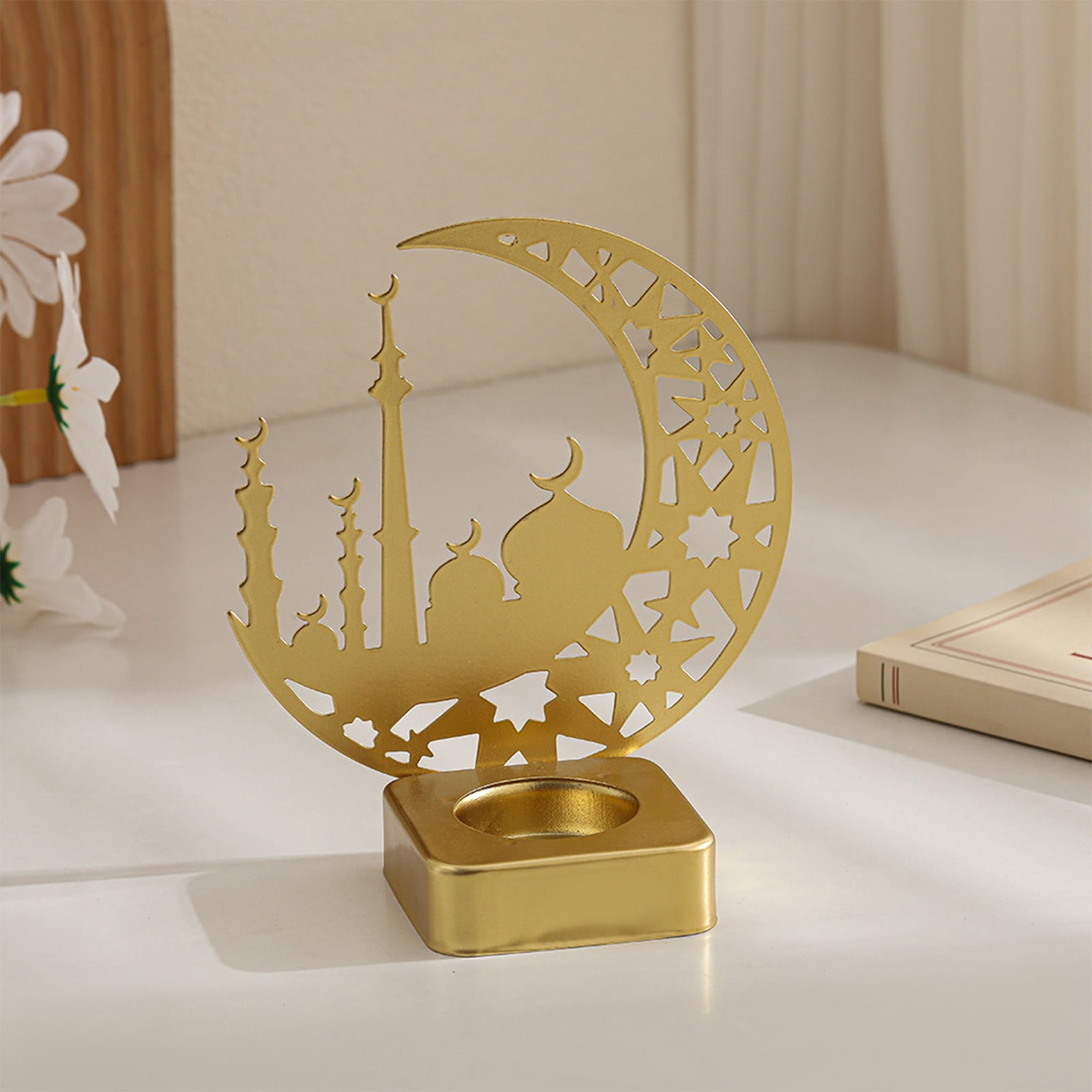Rewenti Gold Crescent Moon Candle Holder – Iron Ramadan & Eid Mubarak ...
