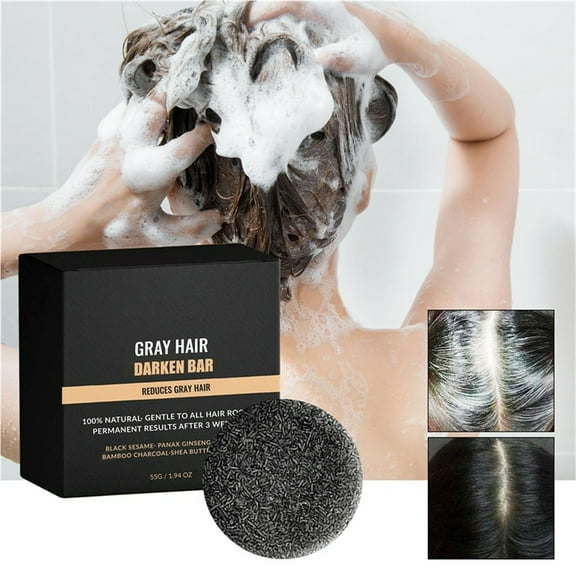 Rewenti Gray Reverse Bar Cover Gray Hair Bar Soap Natural Hair Darkening Shampoo Bar for Coverage Gray Hair Soap Gray White Hair Reverse Bar Fast Natural Shampoo
