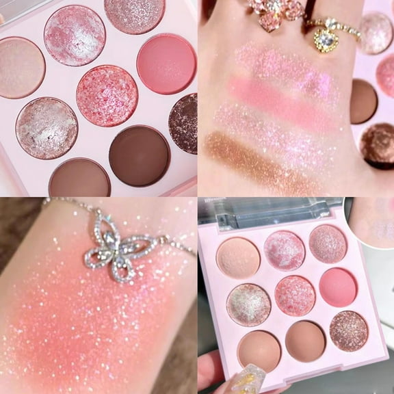Rewenti Ice Cream Pearl Matte Nine-color Eyeshadow Tray, Rose Tray Lying Silkworm Blush Oat Milk Tea Pureness Desire Eyeshadow A