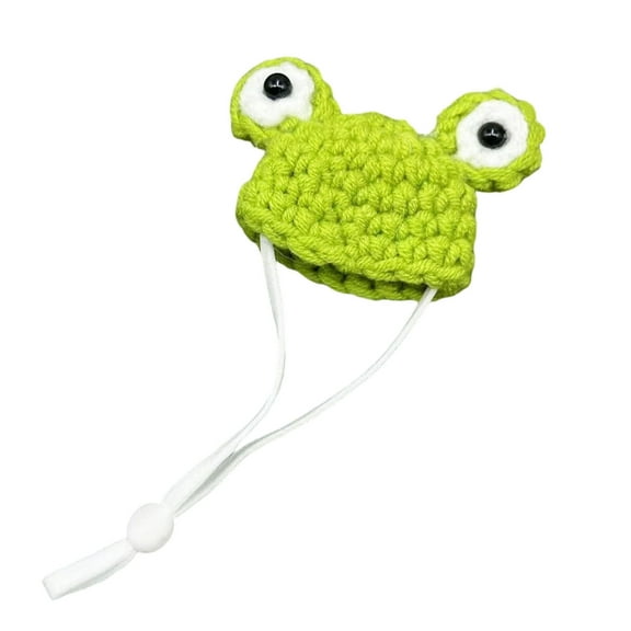 Rewenti Knitted Mini Hat for Small Pets Adjustable Strap Hamster Bunny Frog Rainbow Carpet Handmade Pet Costume