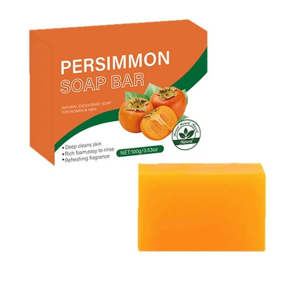 Rewenti Persimmon Soap Deep Cleansing Body Bar Eliminates Unpleasant Odors Refreshing Fragrant Handmade Bath Soap for Clean Fresh 100g
