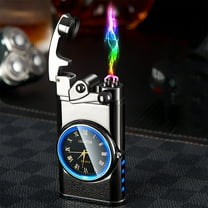 Rewenti Rechargeable Double Electronic Lighter with Clock RGB Light Effect and Power Display, Electric Arc Lighter for Daily Use