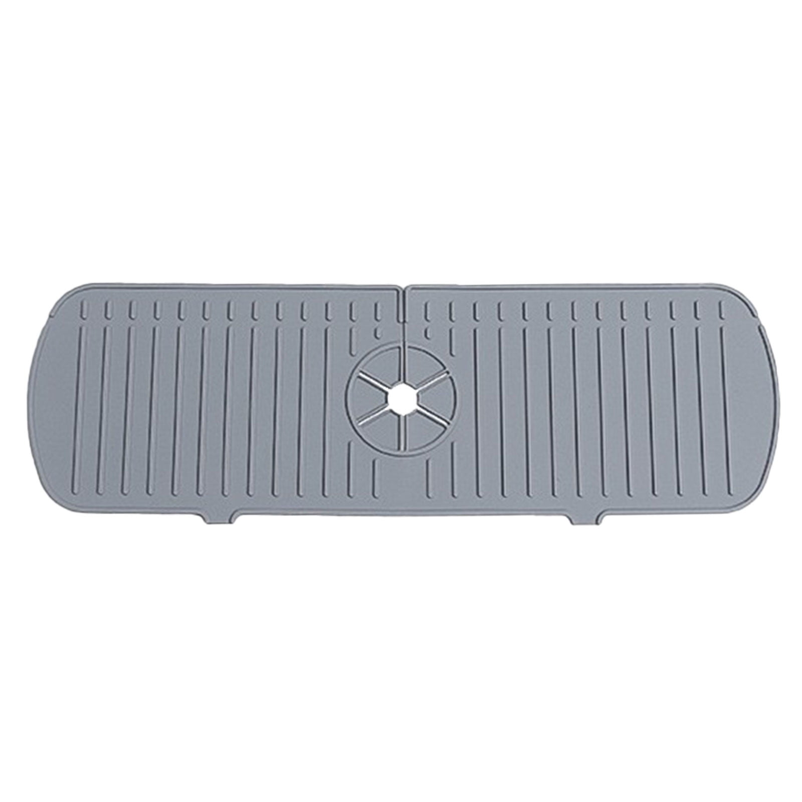 2 In 1 Silicone Sink Faucet Mat In Silicone Con Pendenza 5°, 61x14cm Paraspruzzo Del Lavello Della Cucina Per Rubinetti Da 3.5-7cm, Tappetino Drenante Antigoccia,Proteggi Lavandino Per Cucina, Grigio