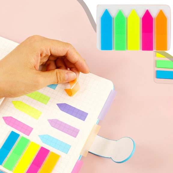 Rewenti Transparent Fluorescent Strip Page Labels - Self Adhesive Labels Suitable for Study and Organization, Transparent Label & Page Markings for Notebooks & Books