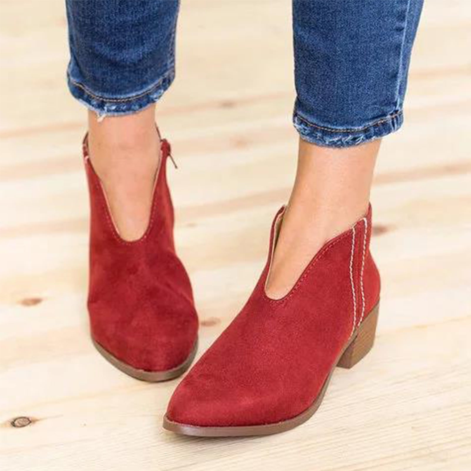 Women's Stiletto Ankle Boots - Pointed Toe & Side Zipper Heeled Boots For Casual & Party