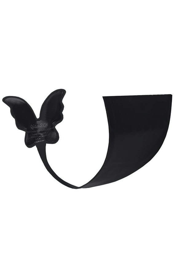 Women Sexy Ribbon Mesh Thong Pants Transparent Invisible Butterfly Shaped Panty Black 4(S)