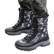 Rewenti Womens Snow Boots Thick Soled Fall/winter New Plush Insulation Snow Boots Outdoor Camouflage High Top Cotton Shoes Black 7.540