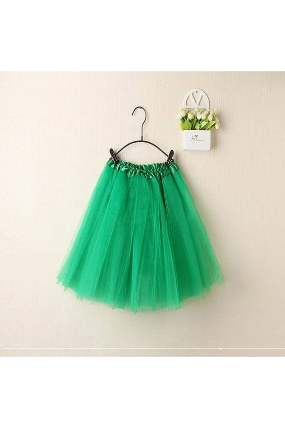 Womens High Quality Pleated Gauze Short Skirt Adult Tutu Dancing Skirt Green Free(Free)
